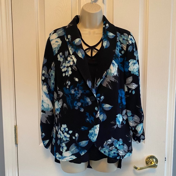 Ricki’s Black & Teal Blazer Sz L - Picture 1 of 6